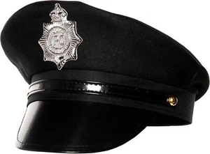 Cappello Poliziotto Adulto Accessorio Costume Polizia Pattuglia Sicurezza Capitano Nero Std - Foto 1 di 1