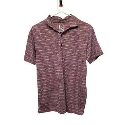 Camisa Polo Deportiva Línea B Para Hombre Mediana Roja Violeta Rayas Frontal Golf Carrera Verano Foto 1 de 4