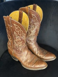 Justin Men's Boots 10 E Style 2555 Brown Leather Made In USA - Picture 1 of 9