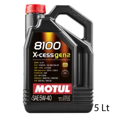 5 LT OLIO MOTORE AUTO MOTUL 8100 X-cess gen2 5W-40 100% SINTETICO ACEA A3/B4