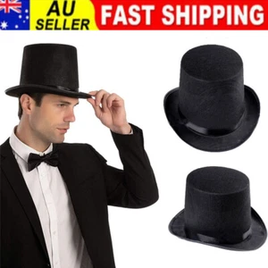 Adults Kids Party Costume Black Top Hat Party Magician Hat Wedding Flet Black AU - Picture 1 of 14