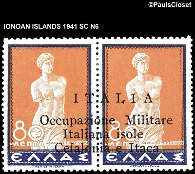 IONIAN ISLANDS 1941 SC N6 VENUS OF MELOS PAIR OP IN BLK "ITALIA" MHR VF Foto 1 de 2