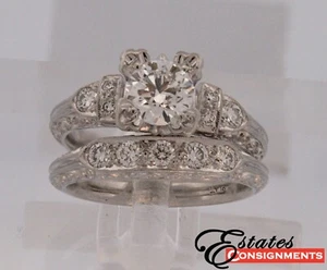 Van Craeynest Platinum Engagement Diamond Ring GIA Certificate & Band Set - Picture 1 of 16