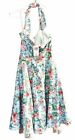 HOT TOPIC Blue Floral Tiki Swing Dress Size Small Blue Halter Neck