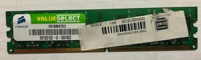 RAM 1 GB - Corsair Value Select - DDR2 U-DIMM PC2- 5300 - 667 - Immagine 1 di 1
