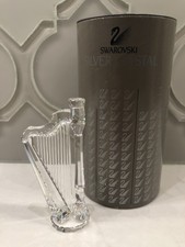 Swarovski Austrian Silver Crystal Harp 7477 4” Art Glass Music Figurine w Box