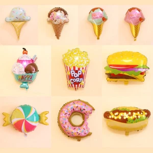 DUGHNUT SÜSSIGKEITEN HOT DOG POPCORN PIZZA EISBURGER ALLES GLÜCKLICHE GEBURTSTAG BALLONS UK - Bild 1 von 19