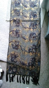 SCHÖNER langer Vintage schwarzer Abend Schal 76" Pailletten Kreuzfahrt Partys Sommer C682 - Bild 1 von 7