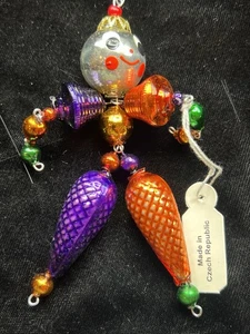 CHRISTOPHER RADKO Vtg Orange Green Purple Beaded Wiggle Man Glass Ornament - Picture 1 of 5