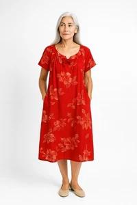 Vestido vintage años 90 HILO HATTIE muumuu caftán hibisco hawaiano hecho en estados unidos XL - Imagen 1 de 7