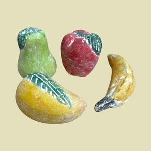 Vintage Mexikanische Ton Keramik Terrakotta Obst Set Apfel Birne Banane Mango - Bild 1 von 11