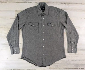 Vintage Wrangler Shirt Mens Medium Gray Chambray Pearl Snap Button Up - Picture 1 of 13