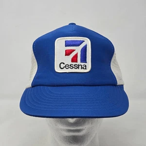 CESSNA AIRCRAFT VINTAGE AVIATION BLUE WHITE PATCH TRUCKER HAT CAP SNAPBACK - Bild 1 von 5