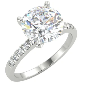 2.01 Ct Round Cut SI1/E Solitaire Pave Diamond Engagement Ring 14K White Gold - Picture 1 of 6