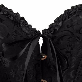Women Sexy Lace Up Floral Boned Overbust Corset Bustier Lingerie Bodyshaper Tops