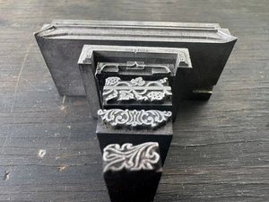 Eclectic Collection of 6 Antique all Metal PRINTING BLOCKS Ornate designs - Picture 1 of 10