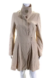Tulle Women's Long Sleeve Double Breast Polka Dot Coat Beige Size S - Picture 1 of 6