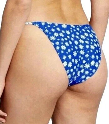 Nuevo con etiquetas Xhilaration Mujeres Pierna Alta Cintura Redonda Bikini Parte Inferior Azul Flores Margarita XS Foto 1 de 2