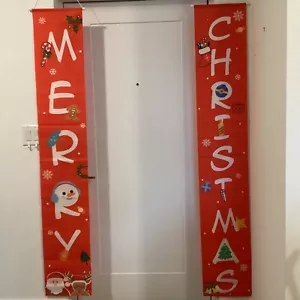 Merry Christmas Banner Holiday Porch Sign Decorations for Door or Wall Hanging - Picture 1 of 3