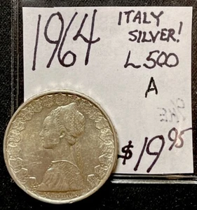 1964 Italy 500 Lire Silver World Coin. ENN Coins - Picture 1 of 3