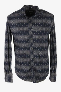 Camisa Franela Vintage Rayas Manga Larga Botón Años 90 Algodón Azul Marino Talla S - SH4229 - Imagen 1 de 4