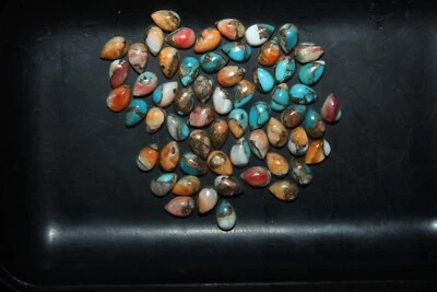 Spiny Oyster Copper Turquoise 6x4mm Cabochon Pear Loose Gemstone - Image 1 of 4