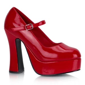 DOLLY-50 sexy Damenia Mary Jane Damen High-Heels Plateau Riemchenpumps rot Lack - Picture 1 of 1