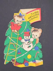 Vintage 1950's Child to Aunt and Uncle Die cut Christmas Card Stanley Dayton USA - Picture 1 of 10