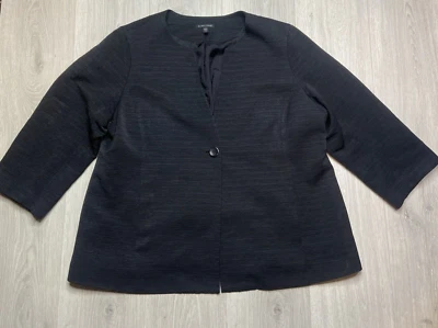 Eileen Fisher Blazer Women XL Black Jacket Textured Capsule Minimalist Designer - Image 1 of 4