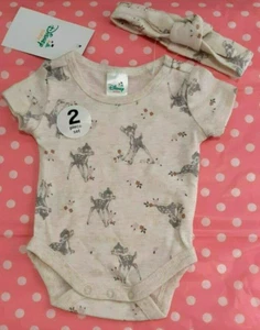 LICENSED DISNEY BABY BAMBI ROMPER WITH HEADBAND SIZE 00 (3-6M) - NEW - Picture 1 of 3