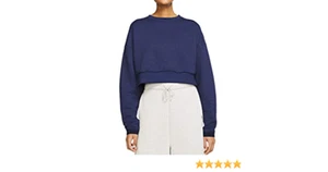 Nike Sportswear Cropped Sweatshirt Women's Size S Blue City Fleece Crew - Picture 1 of 8