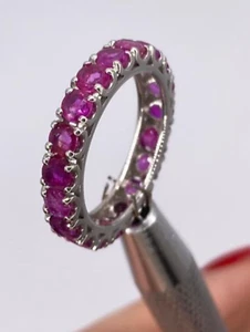 Anillo Compromiso Eternity de Oro Blanco 18Kt. Con Rubíes Naturales Pinkish Ct. - Imagen 1 de 10