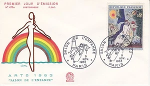 Enveloppe 1er jour 475A 1963 Paris Salon de l'Enfance - Picture 1 of 2