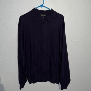 Orvis Silk Cotton & Cashmere Blend 1/4 Button Men’s Purple Sweater Size XL ✅ 204 - Picture 1 of 7