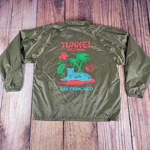 Tunnel Records San Francisco Vinyl Shop Smiley Tiger King Picket L Green Jacket - Picture 1 of 8