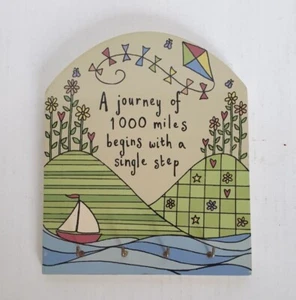 Nautical Wall Hanging 4-Hook Key Holder with Inspirational Quote - Picture 1 of 4