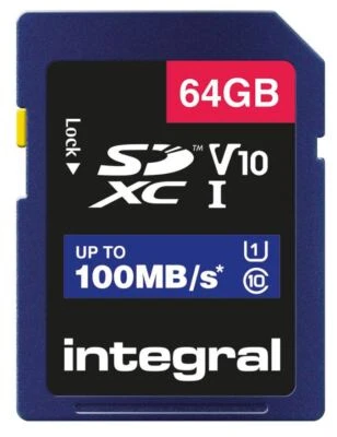 INTEGRAL - SDHC UHS U1 V10 High Speed SD Memory Card 100MB/s, 64GB - Image 1 of 2