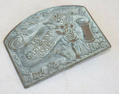 Placa pátina de bronce de latón ángel de jardín de metal vintage decoración jardín regalo XS Foto 1 de 4