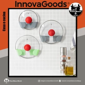 Porta utensili cucina in plastica per coperchio pentola set 3 supporti adesivi - Picture 1 of 9