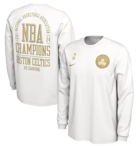 Boston Celtics Nike White 2024 NBA Finals Champions Banner Long Sleeve T-Shirt - Picture 1 of 5