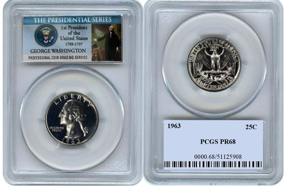 1963 Washington Quarter 25C PCGS PR68 - Image 1 of 1