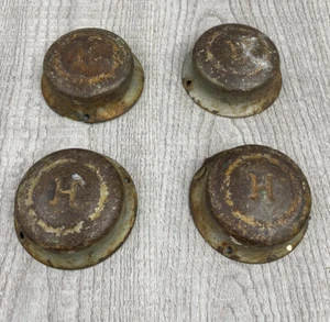 Antique Peddle Car Wheel Caps Dust Cap Steel Set Of 4 Vintage Antique - Picture 1 of 11