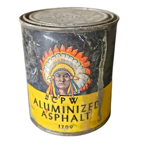 Vintage Chicago Paint Co Can Aluminized Asphalt Indian Chief Advertising  - Picture 1 of 8