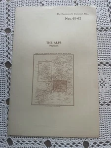 Harmsworth Universal Atlas No's 61 - 62 The Alps (Physical) Genuine Map - Imagen 1 de 5