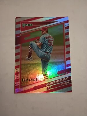 2021 ADAM WAINWRIGHT DONRUSS #137 RED WHITE STRIPES #D/2021 SP CARD CARDINALS - Image 1 of 2