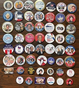 55 Different George W. Bush for President Inaugural Buttons Dealer Lot 2000-2004 - Picture 1 of 9