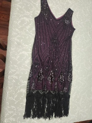 PrettyGuide 连衣裙女式 M 紫色亮片条纹紧身及膝派对舞会 — 第 1/4 张图片