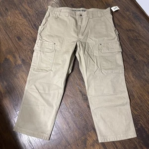 Duluth Trading Flex Fire Hose Cargo Pants Men 42x28 Brown Trim Fit Canvas Work - Picture 1 of 5