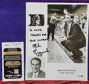 DUKE Basketball Mike Krzyzewski NCAA Trainer Autogramm Auto singed 8x10 JSA COA - Bild 1 von 7