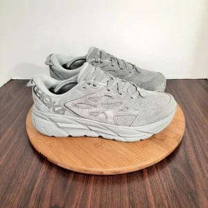 Hoka One One Clifton L Suede Womens Size 8 Shoes Limestone Gray Running Sneakers - Picture 1 of 10